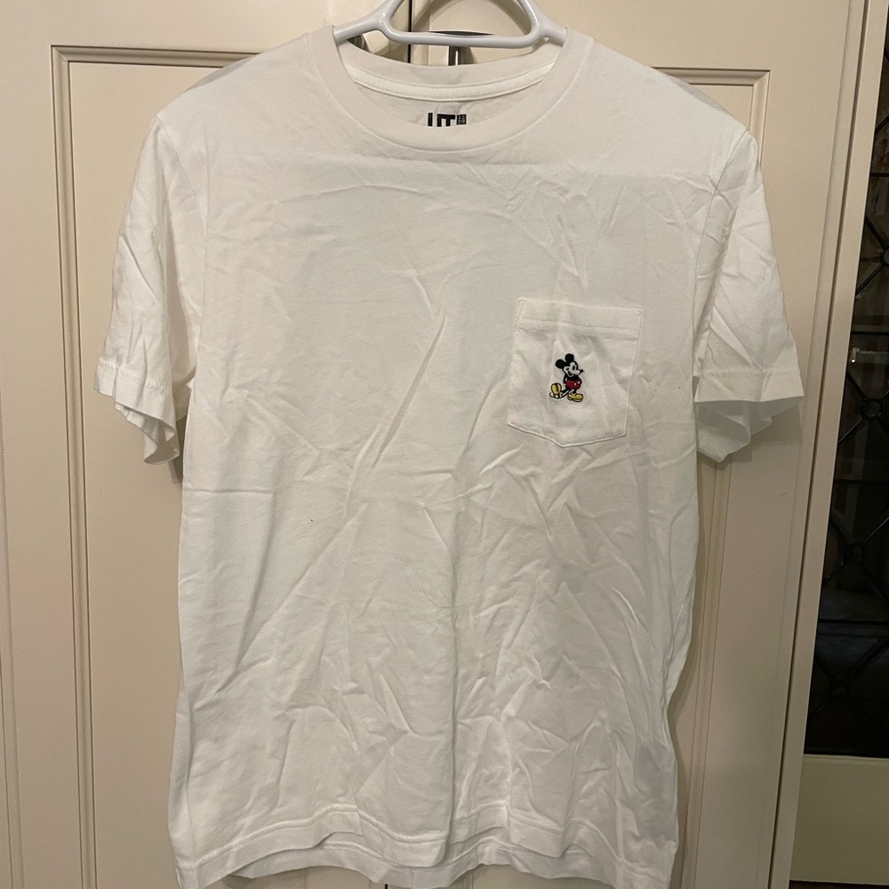 Uniqlo x Disney White T-Shirt with Mickey Mouse Embroidery